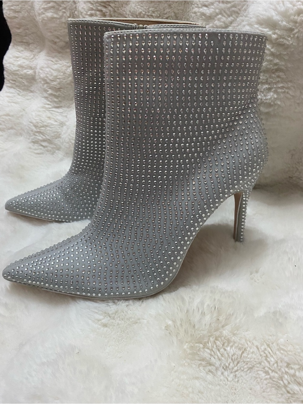 ✨Public Desire💎Silver Crystal Stiletto Ankle Boots💎 size 7/8 🔥